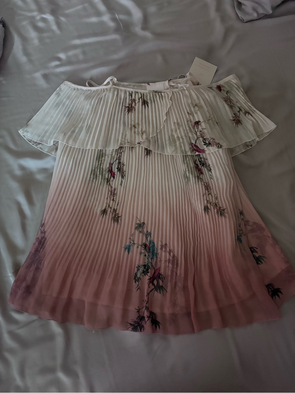 LC Lauren Conrad Pleated Floral Ruffle Cami - Light Pink & Floral